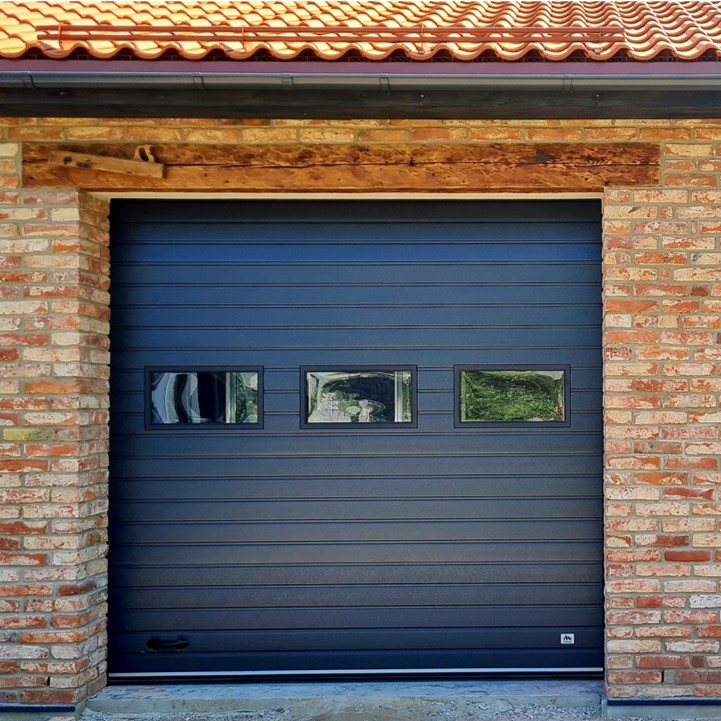 anthracite ribbed garage doors with windows